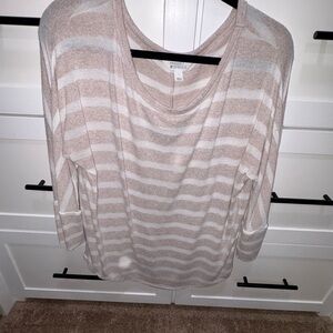 Market & Spruce Beige and White Striped Top